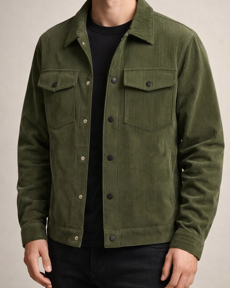 Corduroy Casual Sportswear Jacket for Men with Lapel Collar and Long Sleeves | JRSEE:ffaf4d1e-ab9a-4fcf-b171-1ab22407b4ac