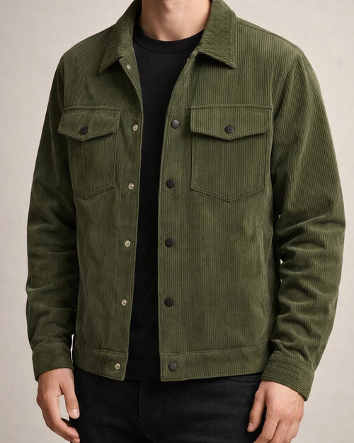 Corduroy Casual Sportswear Jacket for Men with Lapel Collar and Long Sleeves | JRSEE:ffaf4d1e-ab9a-4fcf-b171-1ab22407b4ac