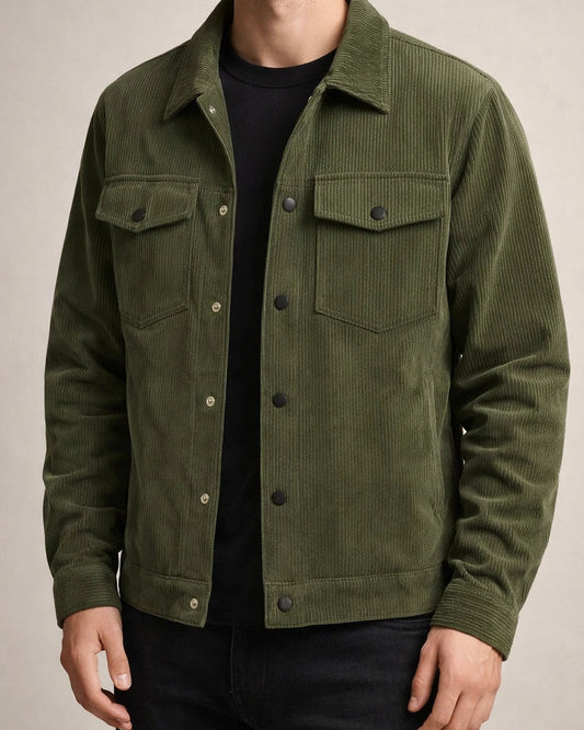 Corduroy Casual Sportswear Jacket for Men with Lapel Collar and Long Sleeves | JRSEE:ffaf4d1e-ab9a-4fcf-b171-1ab22407b4ac
