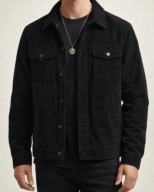 Corduroy Casual Sportswear Jacket for Men with Lapel Collar and Long Sleeves | JRSEE:b096c65f-98eb-4418-a0d2-a1040020a76d