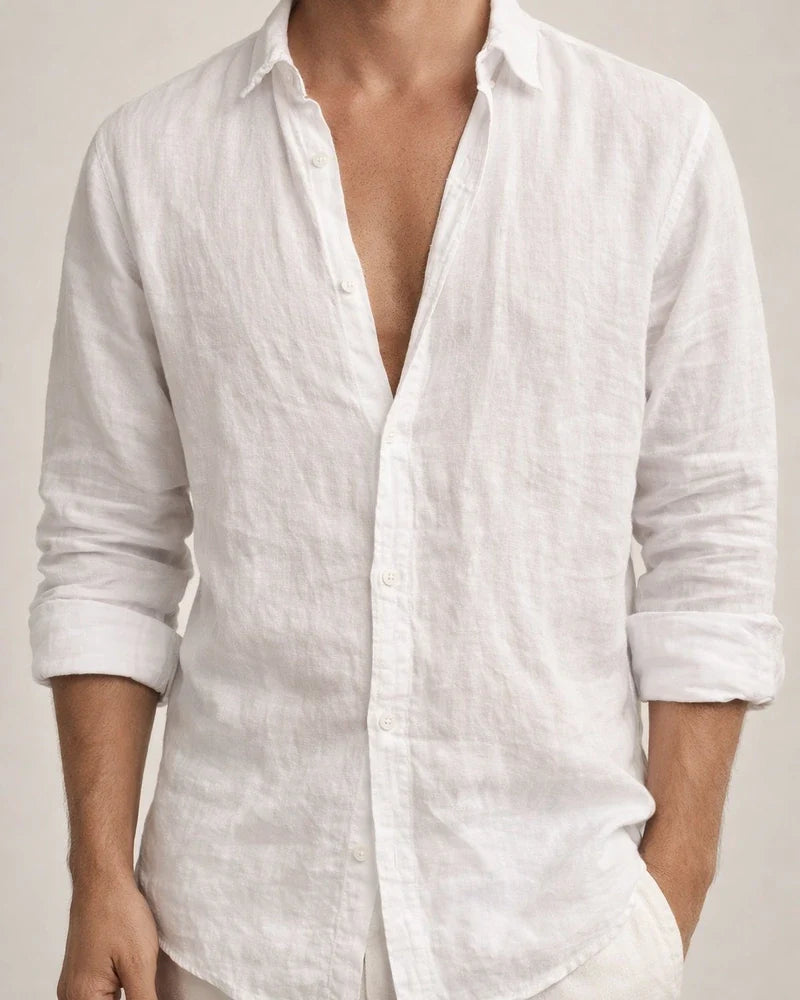 Cotton Hemp New Men's Long Sleeve Shirt Solid Color Lapel Casual Style Shirt | JRSEE:9a84abe5-46d9-459b-9998-31c82d435a11