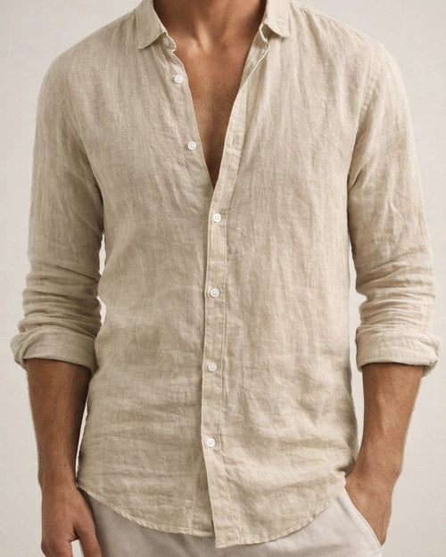 Cotton Hemp New Men's Long Sleeve Shirt Solid Color Lapel Casual Style Shirt | JRSEE:88f356ce-ccd9-4f6c-a831-cd5ed094cdfd