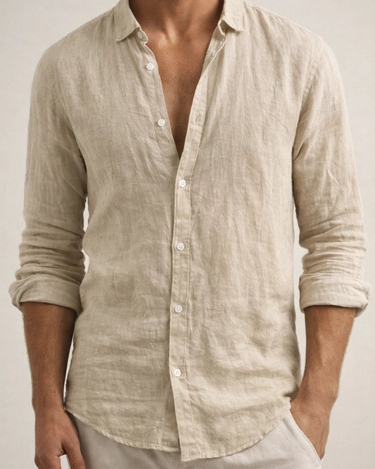 Cotton Hemp New Men's Long Sleeve Shirt Solid Color Lapel Casual Style Shirt | JRSEE:88f356ce-ccd9-4f6c-a831-cd5ed094cdfd