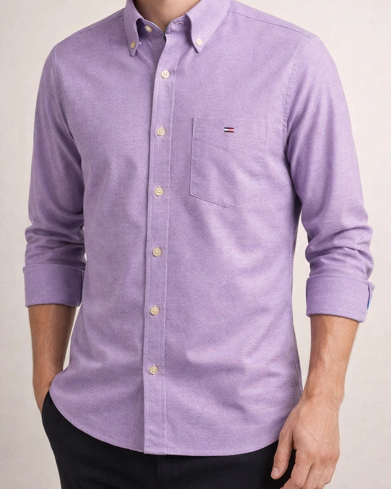 Cotton Oxford Spinning Thin Section of The Summer New Long-sleeved Shirt Men's Casual Slim Long-sleeved Shirt Solid Color Tide Men's Clothing | JRSEE:bb0a2b0c-fd7c-48cc-9a2b-d11a3402d9dd