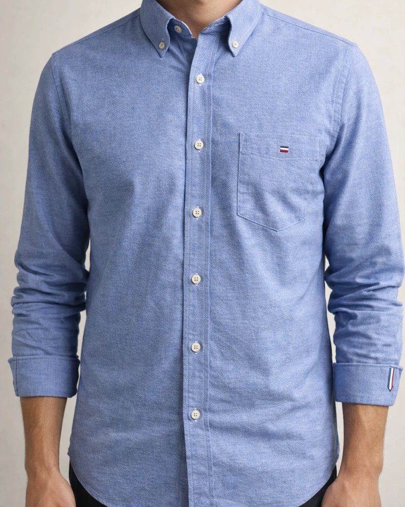 Cotton Oxford Spinning Thin Section of The Summer New Long-sleeved Shirt Men's Casual Slim Long-sleeved Shirt Solid Color Tide Men's Clothing | JRSEE:95b90c31-a469-4989-9308-8c69e57bc555