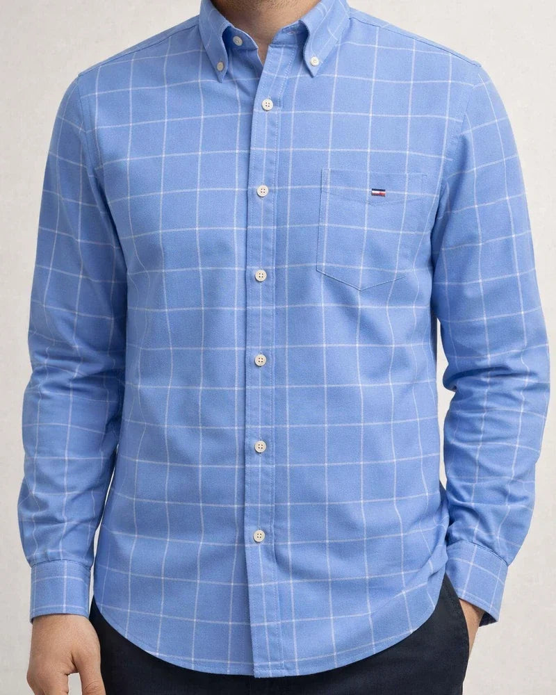 Cotton Oxford Spinning Thin Section of The Summer New Long-sleeved Shirt Men's Casual Slim Long-sleeved Shirt Solid Color Tide Men's Clothing | JRSEE:493b1366-c040-4132-adc1-6ae4245cf062