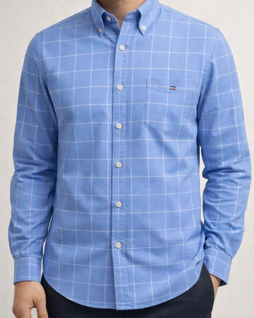 Cotton Oxford Spinning Thin Section of The Summer New Long-sleeved Shirt Men's Casual Slim Long-sleeved Shirt Solid Color Tide Men's Clothing | JRSEE:493b1366-c040-4132-adc1-6ae4245cf062