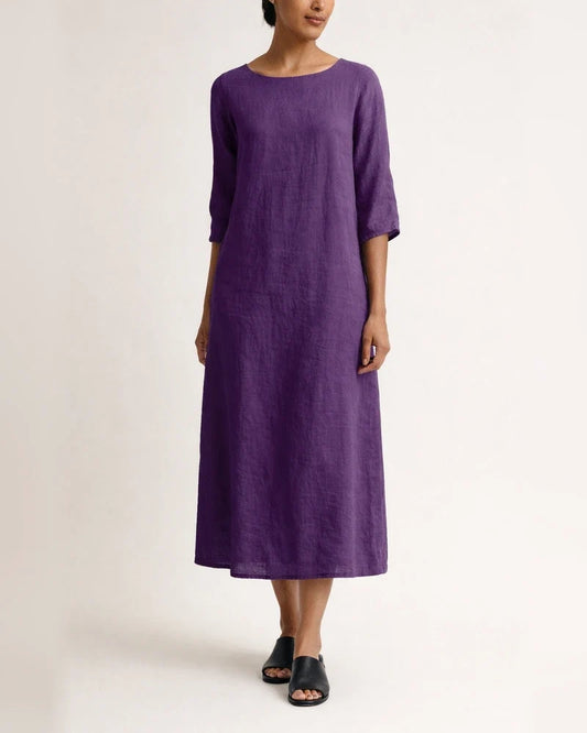 Crew Neck 3/4 Sleeve Casual Solid Casualdress | JRSEE:952c124c-910c-440e-a7e1-0a839d5a2813