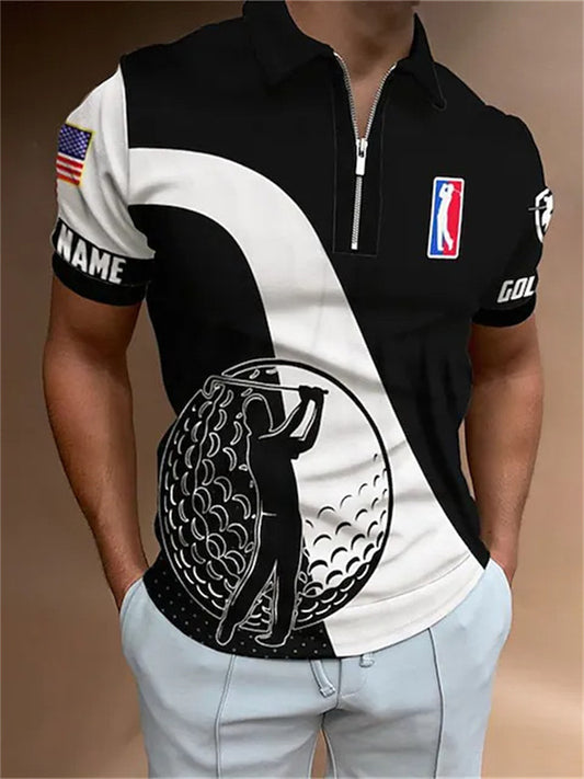 Casual Polo Shirt Golf Print Black S M L XL 2XL 3XL 4XL 5XL 6XL