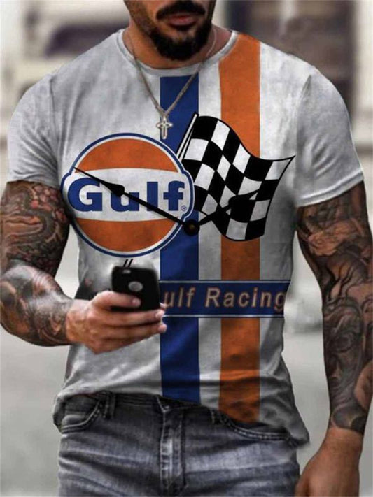 New Men's Summer Casual Fashion Slim-Fit Round Neck Printed T-Shirt