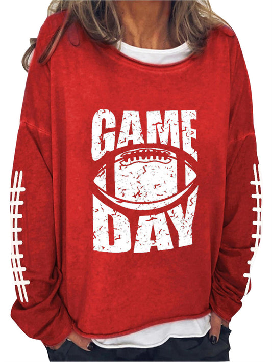 Fall/Winter Women's Soccer Sweatshirt Crew Neck Printed Long Sleeve Casual Letter Hoodie