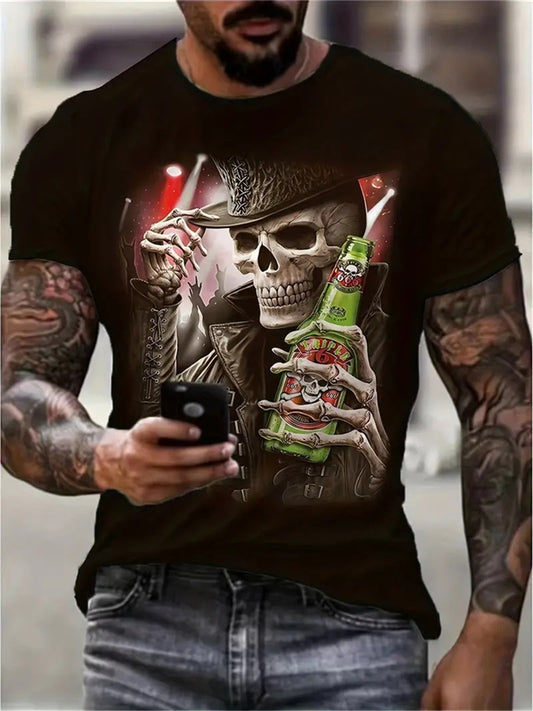 Summer New Tops Men's T-shirt Casual 3D Printing Men's Sports Short-sleeved