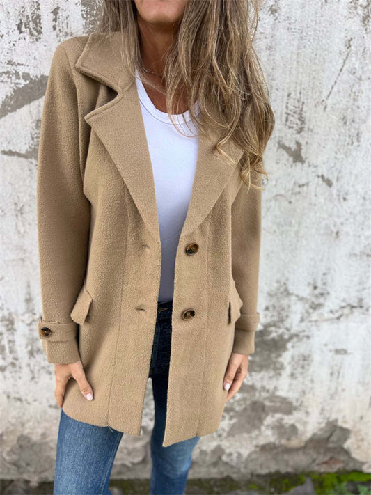 New Fall/Winter Women's Wool Coat - Casual Oversized Lapel Collar Cardigan