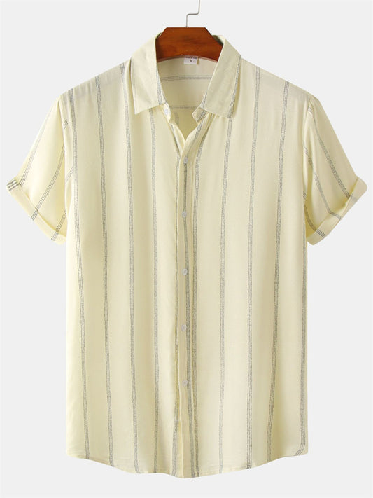 Men's Shirt Casual Shirt Black Wine Red & White Green khaki Short Sleeves Stripe Turndown Outdoor Daily Wear Print Clothing Apparel Fashion Streetwear Casual