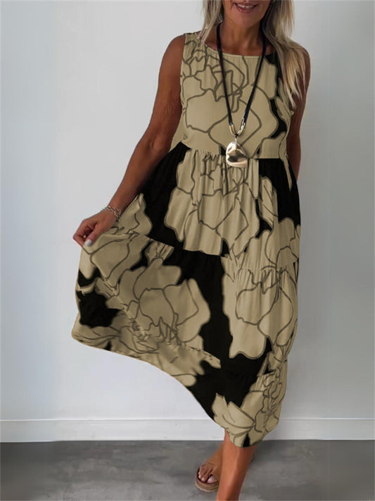 Summer New Women's Fashion Printing Sleeveless Dresses