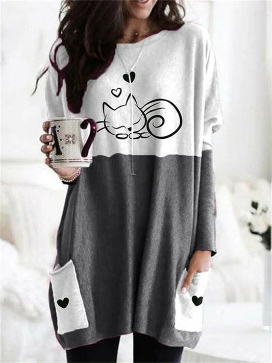 New Arrival 3D Animal Print Women's Fashion Crew Neck Mid-Length T-Shirt