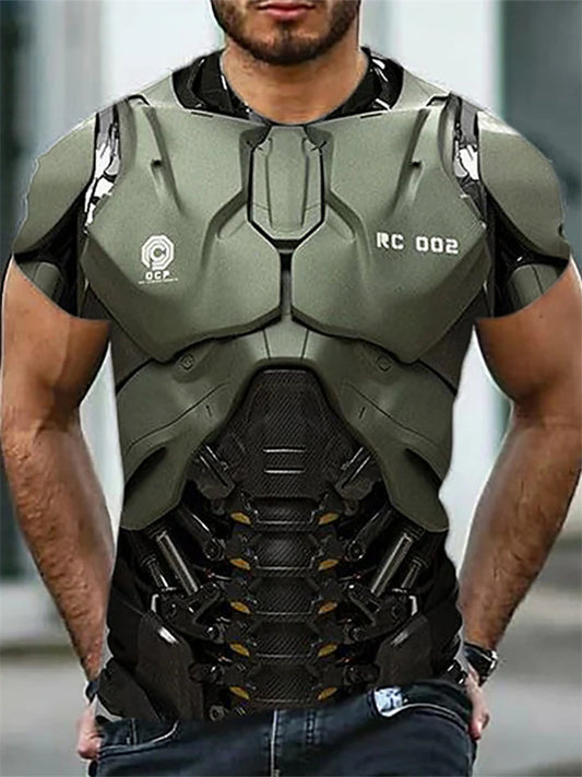 Men's Cool Armor 3D Printed Short Sleeve Summer Crewneck T-shirt S M L XL 2XL 3XL 4XL 5XL