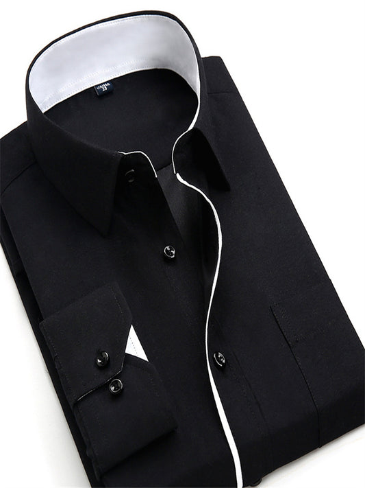 Spring and Autumn Summer Explosion Models Fashion Business Casual Slim Type Long-sleeved Shirt Youth Trend Solid Color Shirt