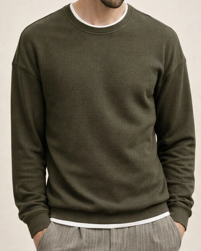 Daily Long-sleeved Round Neck Sweater Men's Men Loose Drop Shoulder Pullover Gray Blue Blue S-XXL | JRSEE:3507e9ef-1b81-4825-8e87-832432b519d9