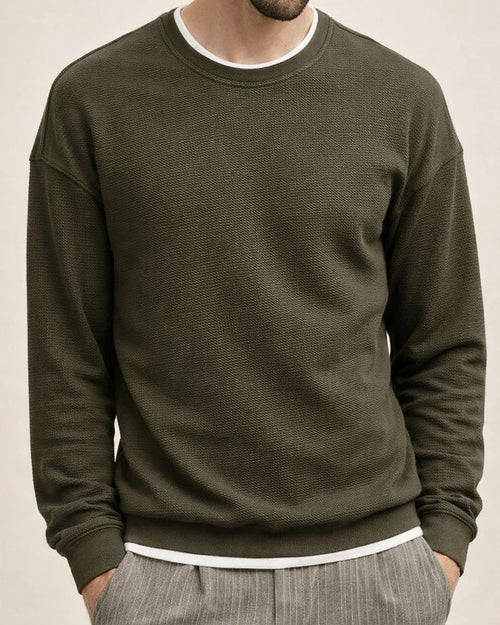 Daily Long-sleeved Round Neck Sweater Men's Men Loose Drop Shoulder Pullover Gray Blue Blue S-XXL | JRSEE:3507e9ef-1b81-4825-8e87-832432b519d9