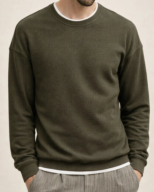 Daily Long-sleeved Round Neck Sweater Men's Men Loose Drop Shoulder Pullover Gray Blue Blue S-XXL | JRSEE:3507e9ef-1b81-4825-8e87-832432b519d9
