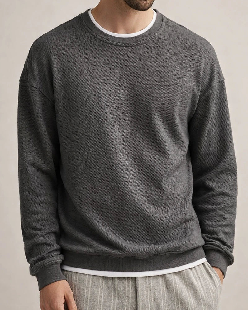 Daily Long-sleeved Round Neck Sweater Men's Men Loose Drop Shoulder Pullover Gray Blue Blue S-XXL | JRSEE:b86fb95b-9f31-453d-ad4f-1b344a5a1ed2