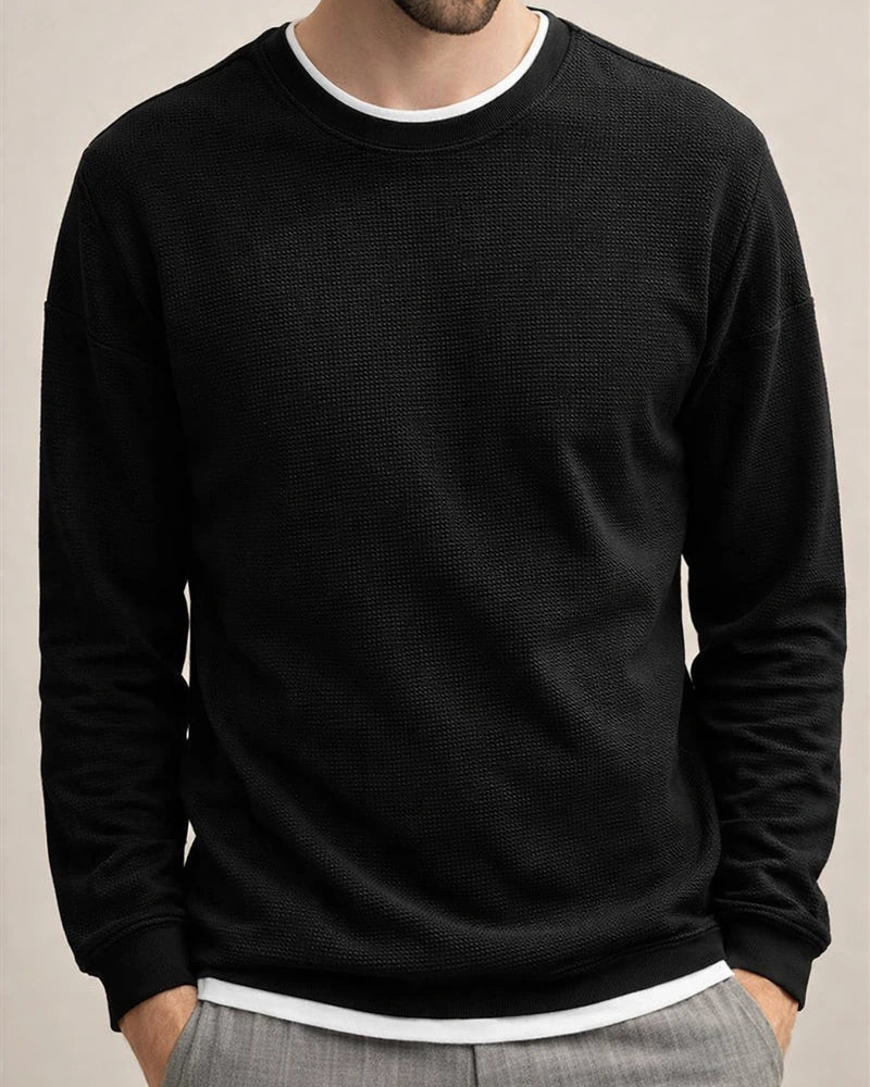Daily Long-sleeved Round Neck Sweater Men's Men Loose Drop Shoulder Pullover Gray Blue Blue S-XXL | JRSEE:6e0fb78d-147c-40f0-b135-43a3023c527b