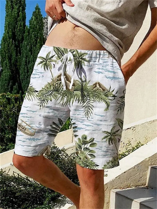 Men's Casual Shorts Coconut 3D Print Blue Green