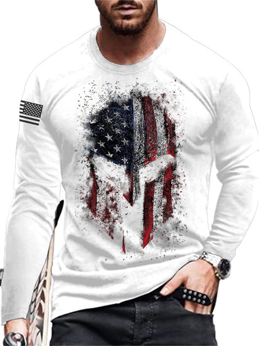 Fall New Arrival Casual Men's Long Sleeve Crew Neck T-shirt with 3D Print Fashionable Men's T-shirt
