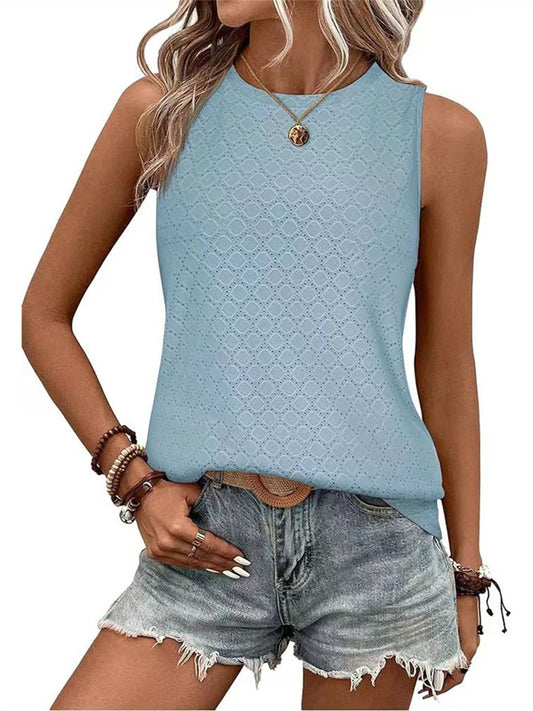 Women's Summer Round Neck Printed Undershirt T-shirt Tops Solid Color Round Neck Macaron Color Tops