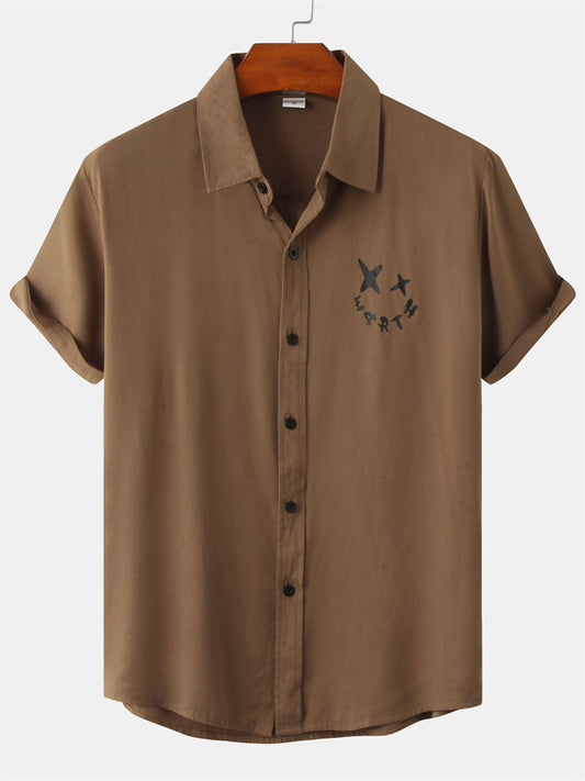 Summer Men's Short-sleeved Shirts Chinese Style Printed Casual Shirt