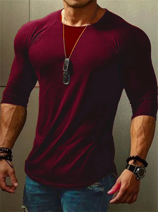 Men's T shirt Tee Tee Long Sleeve Shirt Plain Crew Neck Casual Sports Long Sleeve Clothing Apparel Muscle Big and Tall