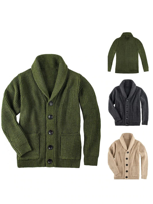 Men's Sweater Turtleneck Single Breasted Pocket Jacket Sweater Cardigan