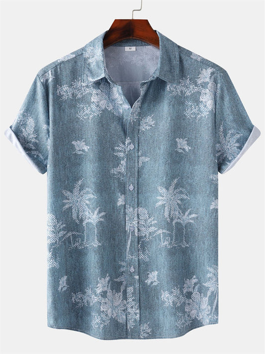 New Men's Hawaiian Style Beach Print Men's Short Sleeve Shirt