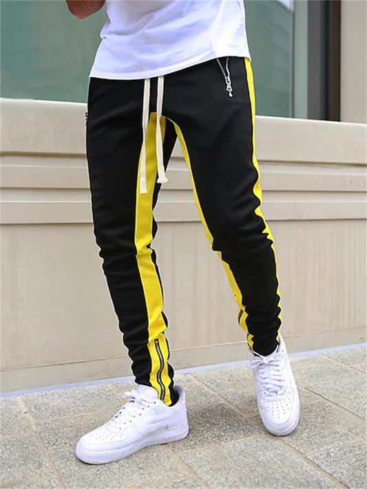 Men's Sweatpants Pants Trousers Trousers Workout Pants Patchwork Drawstring Side Stripe Solid Color Breathable Soft Full Length Outdoor Daily Sports Sporty Casual Slim White / Black Solid red
