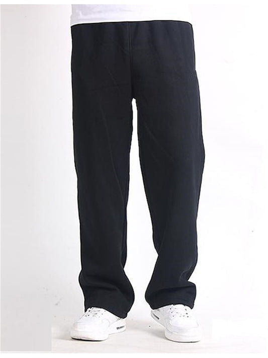 Men's Sweatpants Trousers Elastic Waist Straight Leg Solid Color Plain Breathable Comfortable Full Length Sports Outdoor Daily Wear Cotton Blend Casual / Sporty Athleisure Black Wine Micro-elastic