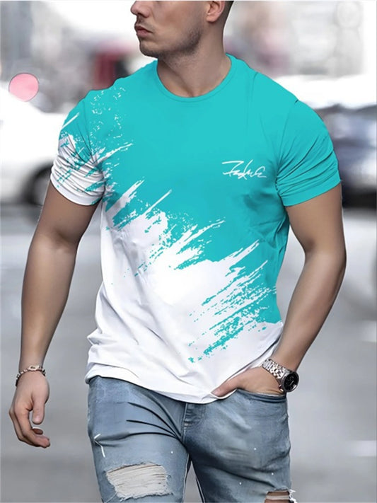 New Men's Casual Fashion Short-Sleeve T-Shirt 3D Letter Print Short-Sleeve T-Shirt 21