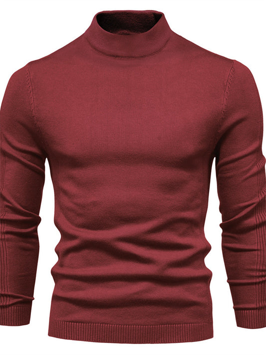 Autumn and Winter Thickened Warm Sweater Men Mid-neck Slim Men's Sweater Men's Multi-color Knit Sweater