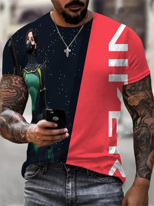 New Arrival Men’s Short-Sleeve 3D Letter Print Round-Neck Casual T-Shirt