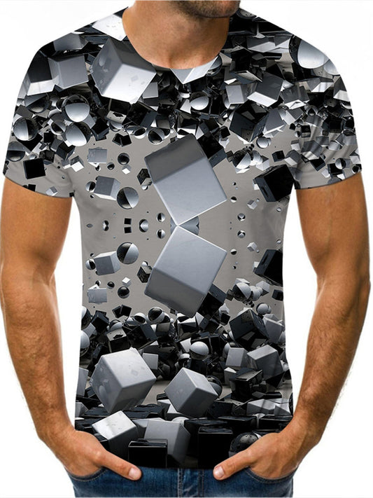 New Summer Geometric 3D Trend Short-Sleeve Printed T-Shirt