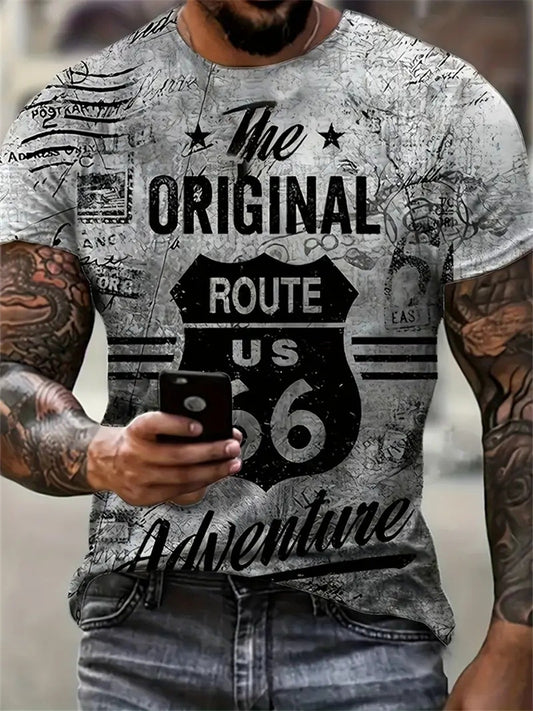 Men's Retro Abstract 3D Printed Summer Casual Short Sleeve T-shirt
