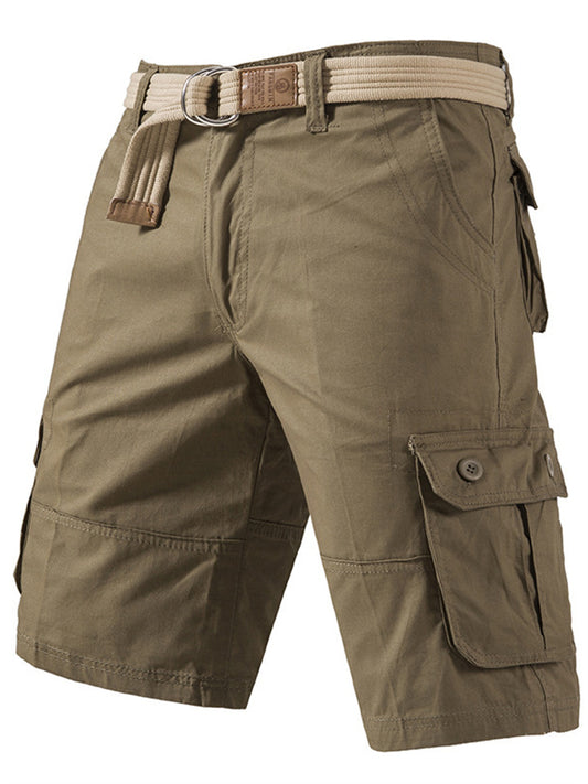 Men's Multi-Pocket Casual Workwear 5-Inch Shorts, Washed Cotton 5-Inch Shorts