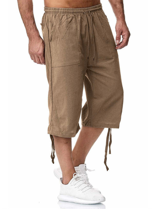 Men's Casual Cotton and Linen Sweatpants Summer Linen Seven-minute Casual Pants Cotton Pants