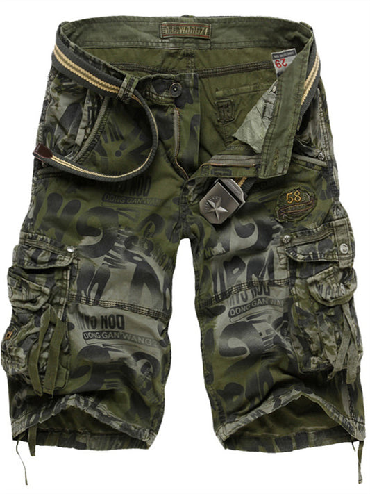 Men's Cargo Shorts Hiking Shorts Multi Pocket Camouflage Camo / Camouflage Knee Length Daily Streetwear Vintage Army Green Blue
