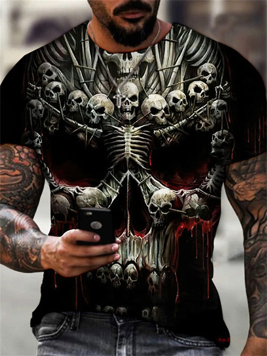 Men's Animal Print Round-Neck Short-Sleeve T-Shirt with 3D Print 15