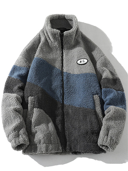 New Fall/Winter Shearling Couple's Jacket Men's Stand Collar Warm Jacket