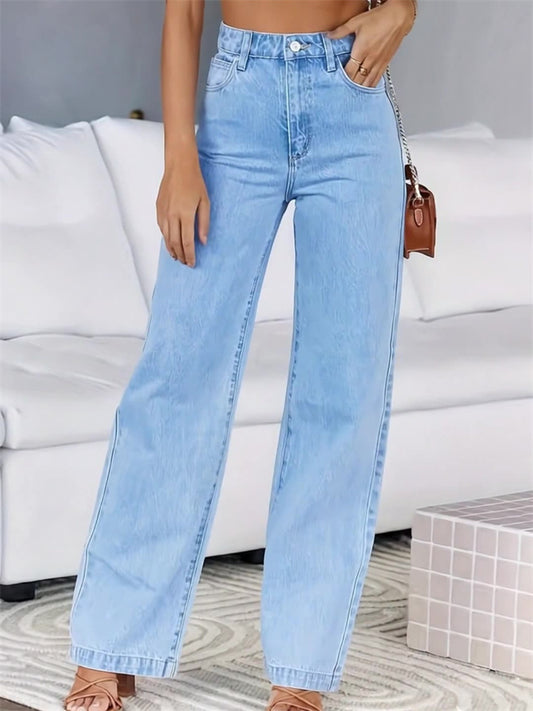 Women's New Wide-Leg Jeans Fashionable Denim Pants