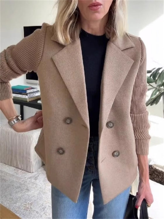Spring New Arrival Women's Fashionable Woolen Suit Collar Tweed Jacket