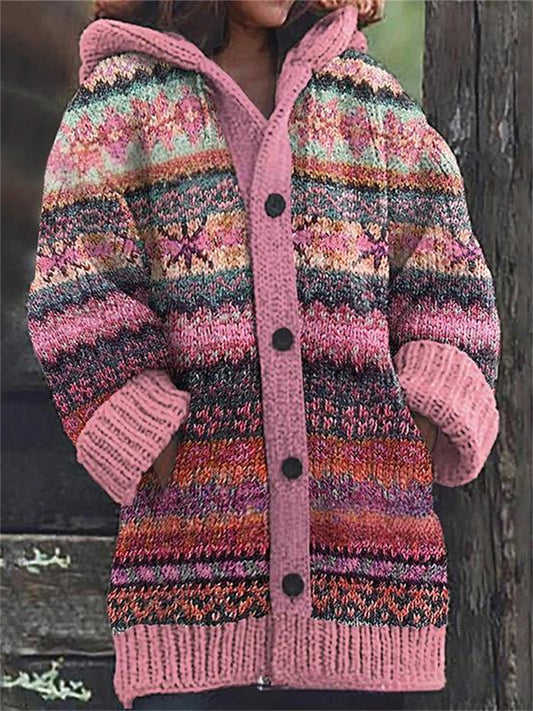 Women's New Fall/Winter 3D Digital Print Hooded Mid-Length Sweatshirt Jacket Printed Jacket