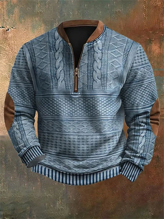 New Autumn and Winter Printed Men's Half Zip Hoodie